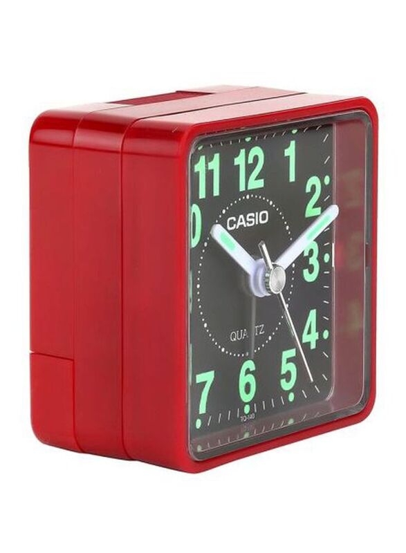 Casio TQ-140-4DF Analog Alarm Desk Clock, Red/Black/Green