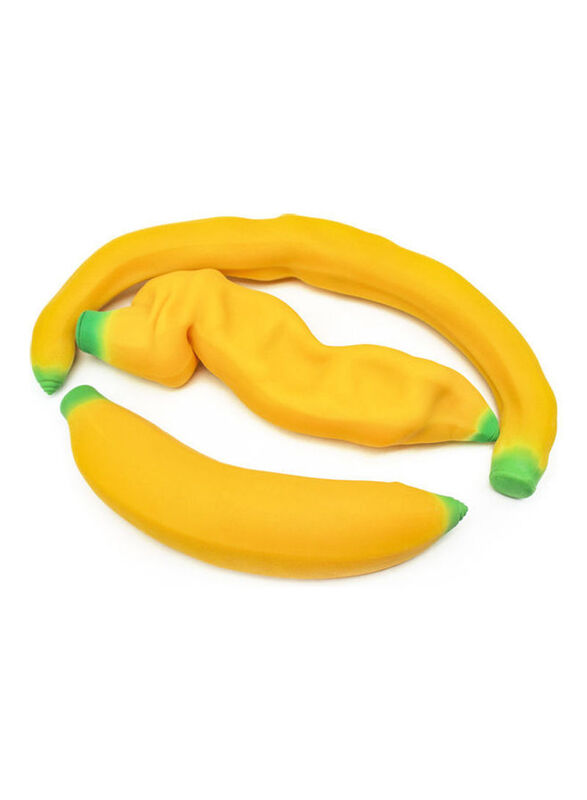 Non-Toxic Stretchy & Floppy Banana Stress Relief Squishy Toy, Yellow/Green