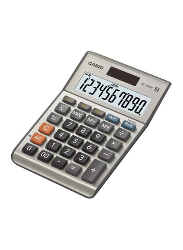 Casio 10-Digits Financial Calculator, MS100BM, Silver/Grey/Black
