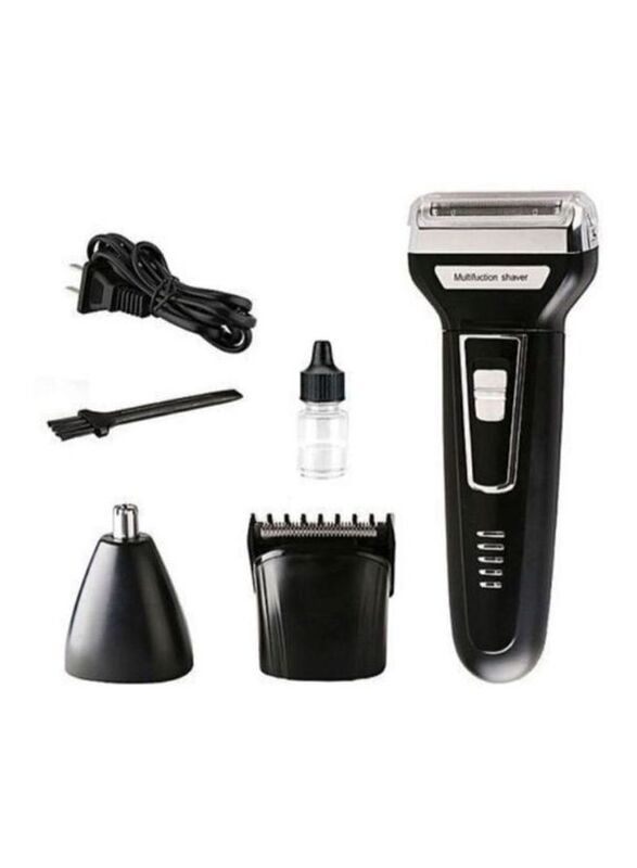 Kemei 3-In-1 Electric Shaver Kit, Black/Clear/Silver