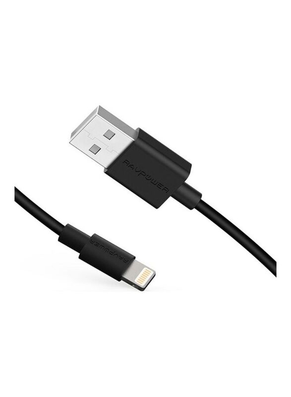 Rav Power Data Sync Charging Lightning Cable, USB Type A to Lightning for Apple Devices, Black