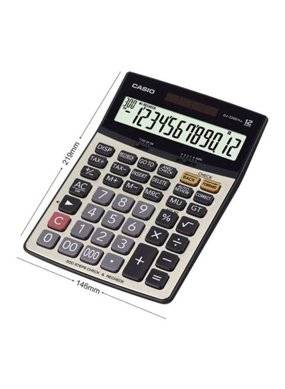 Casio Desktop Calculator, DJ-220D Plus, Grey/Black