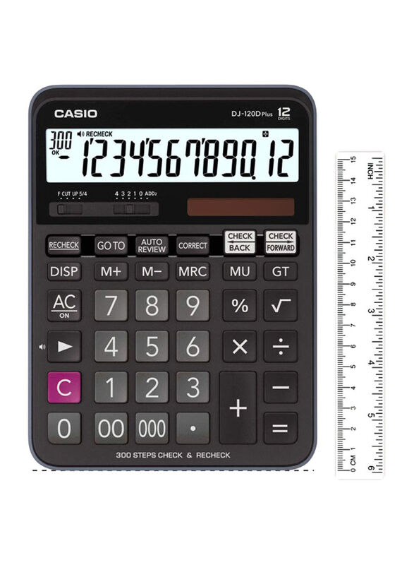 Casio Plus Power Practical Calculator, DJ-120DPLUS-WA-DPW, Black