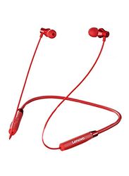 Lenovo HE05 Neckband Wireless In-Ear Noise Cancelling Earphones, Red