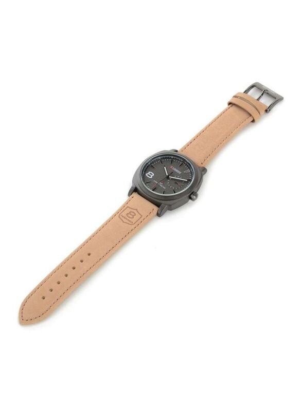 Curren Analog Watch for Men with Leather Band, Water Resistant, 8139, Brown