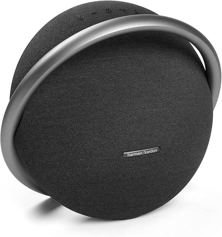 Harman Kardon Onyx Studio 7 Portable Stereo Bluetooth Speaker, Multi-Directional Soundscape, Enhanced Audio Power, Anodized Aluminum Handle, 8 Hours Battery, Dual Sound - Black