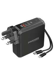 Promate 20000mAh Wired Pioneer MFi Power Bank, Black