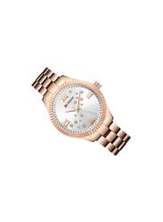 Curren Analog Watch for Women with Alloy Band, Water Resistant, 9009, Rose Gold-Silver