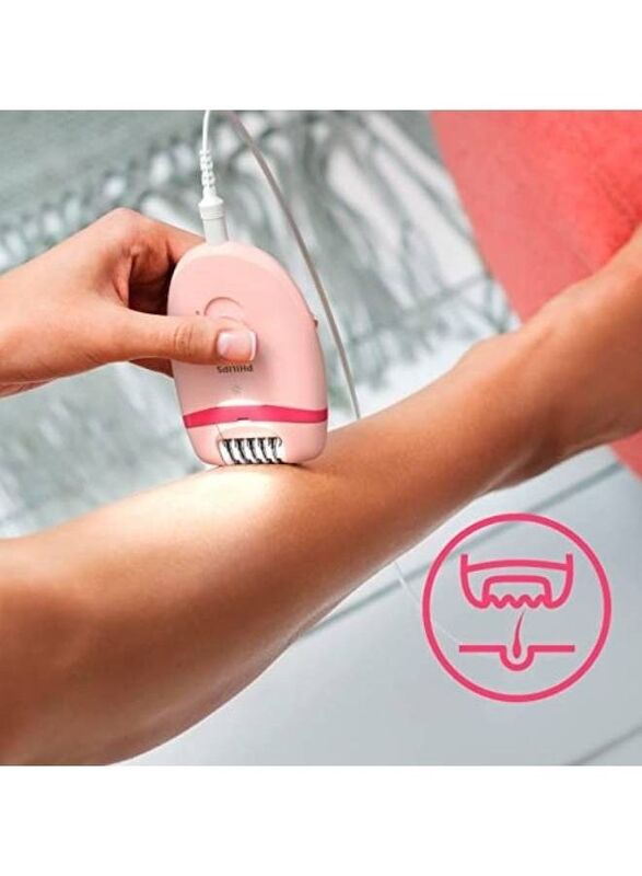 Philips Satinelle Essential Corded Epilator with 5 Attachments, Pink