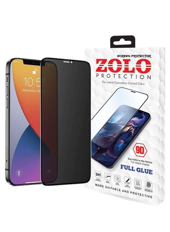 

Zolo Apple iPhone 12 Mini Anti-Spy Privacy 9D Tempered Glass Screen Protector, Black