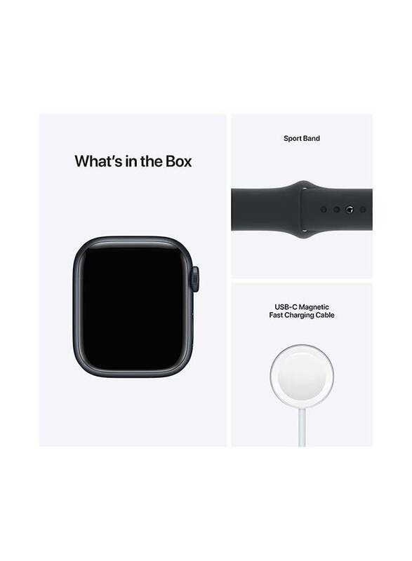 Apple Watch Series 7 45mm Smartwatch, GPS + Cellular Aluminium Case with Sport Band, Midnight