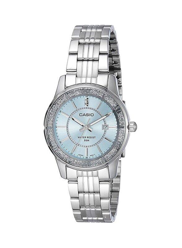 

Casio Enticer Analog Wrist Watch for Women with Stainless Steel Band, Water Resistant, LTP-1358D-2AVDF, Silver-Blue