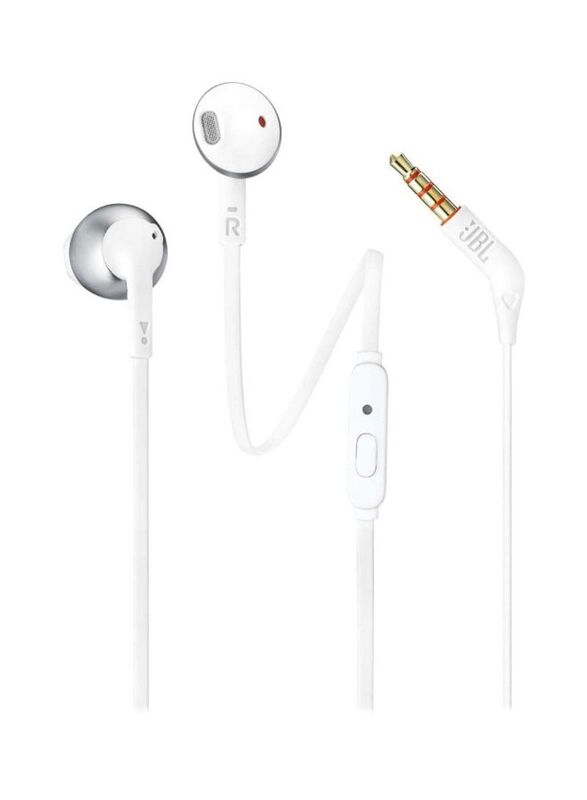 

JBL Wired In-Ear Earphones with Mic, White/Chrome