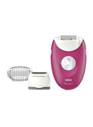 Braun Silk-Epil 3 Epilator with 2 Trimmer Heads, SES 3-420, Pink/Grey