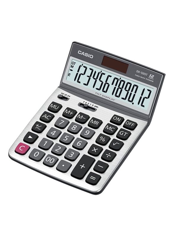 Casio 12-Digits Basic Calculator, DX-120ST, White/Black/Grey