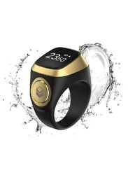 iQibla Zikr Ring Smart Tasbih Tally Counter Ring, Black/Gold