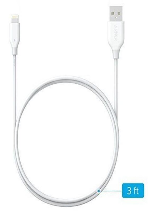 Anker 3 Feet Powerline Data Sync And Lighting Port Charging Cable, White