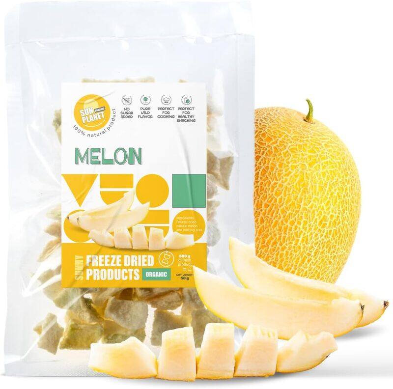 

Sun Planet Organic Freeze-Dried Melon Chunks .100% Natural. No Sugar Added. Healthy Snack. Organic. Pure Fruit 50g (1,76 Oz)