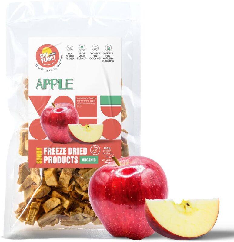 

Sun Planet Organic Freeze-Dried Apple Pieces. 100% Natural. No Sugar Added. Healthy Snack . Organic. Pure Fruit -50g (1,76 Oz)