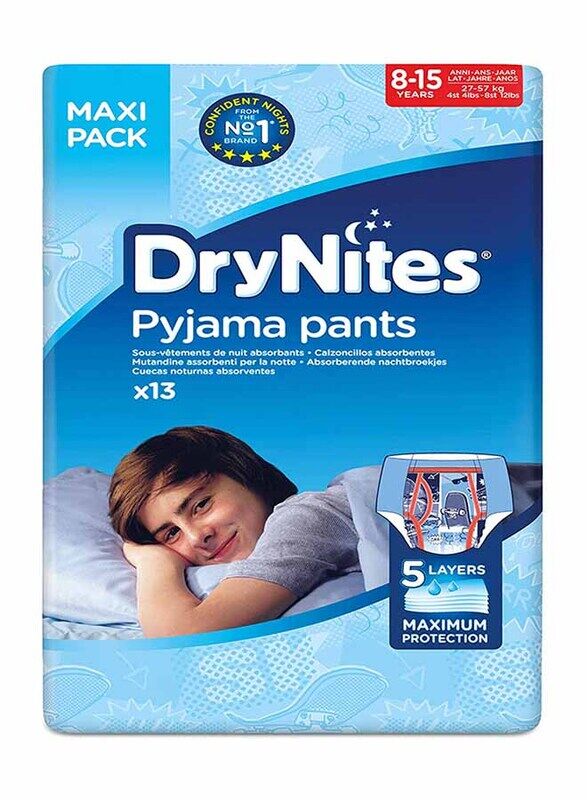 

DryNites Pyjama Pants Boy Diapers, 8-15 Years, 27-57 kg, Maxi Pack, 13 Count