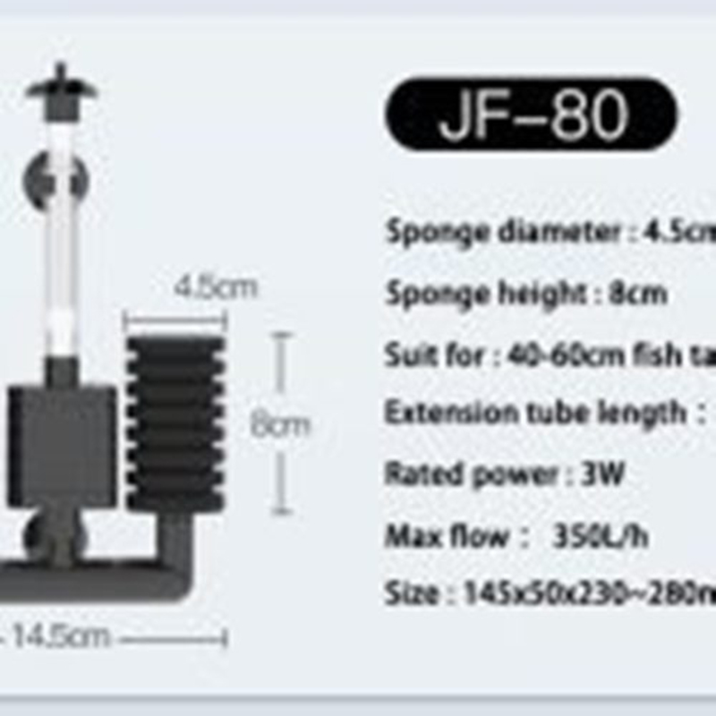Sunsun Filter Aquarium Sponge with Pump, JF-80, Black