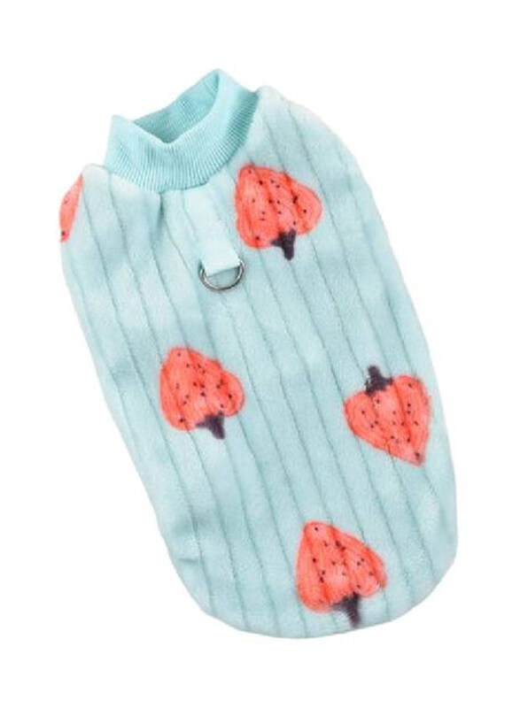 

Hong Pet Flannel Strawberry Print Vest Ribbed Version, Small, Green