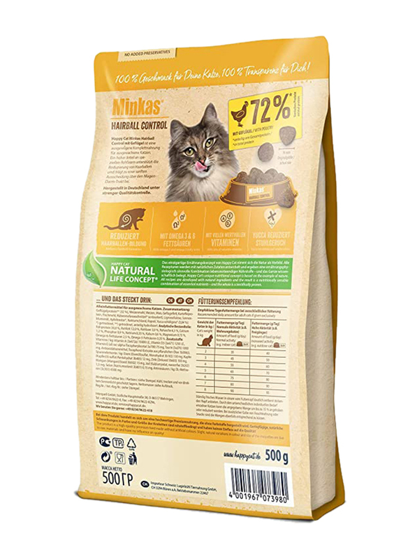 Happy Cat Minkas Hairball Control Dry Cat Food, 1.5 Kg