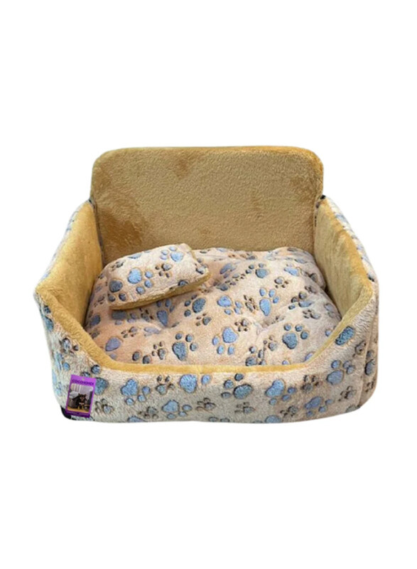 

Coco Kindi Paw Printed Bb Fur Dog Bed, Peach