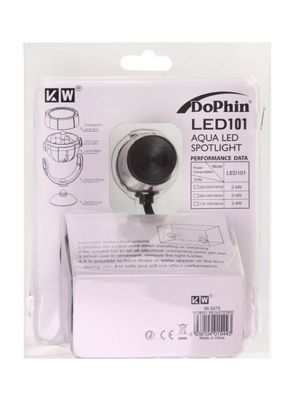 KW Zone Dophin LED 101 Aqua LED Spot Light, Black