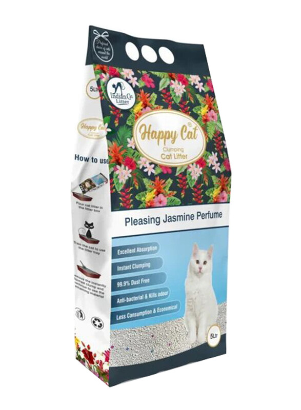 

Happy Cat Pleasing Jasmine Perfume Scent Bentonite Dust Free Clumping Cat Litter, 5 Liter, Multicolour