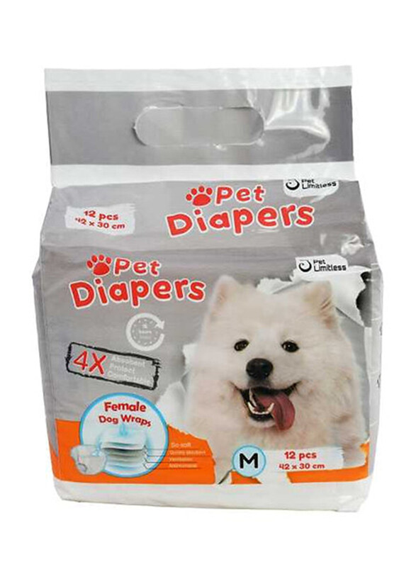 

Petbroo Female Pet Diaper for Dogs, Medium, 12 Pieces, White