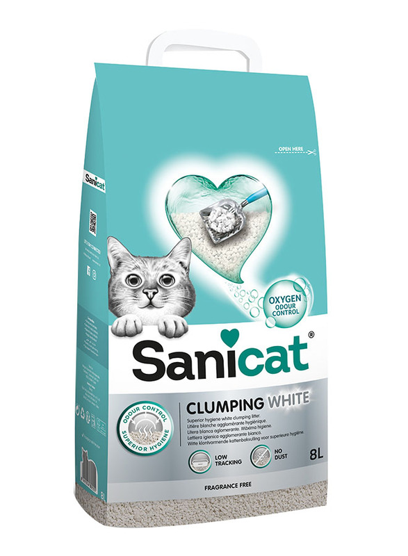 Sanicat Clumping White Fragrance Cat Litter, 8 Liters, White