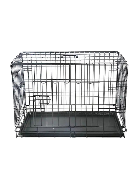 Mclovins Double Door Foldable Dog Crate with Divider, 24 Inch, Black