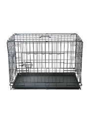 Mclovins Double Door Foldable Dog Crate with Divider, 24 Inch, Black