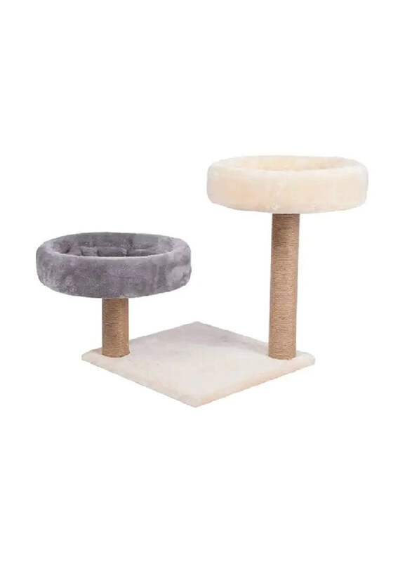 

Haisen Pet Cat Scratching Tower with Double Round Perch and Sisal Post, Multicolour