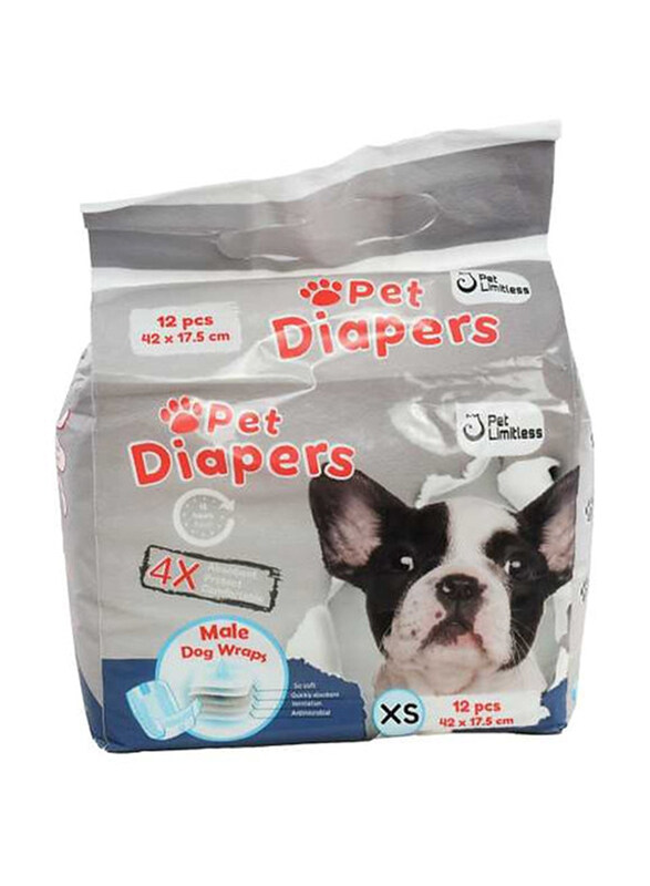 

Petbroo Male Pet Diaper for Dogs, X/S, 12 Pieces, White