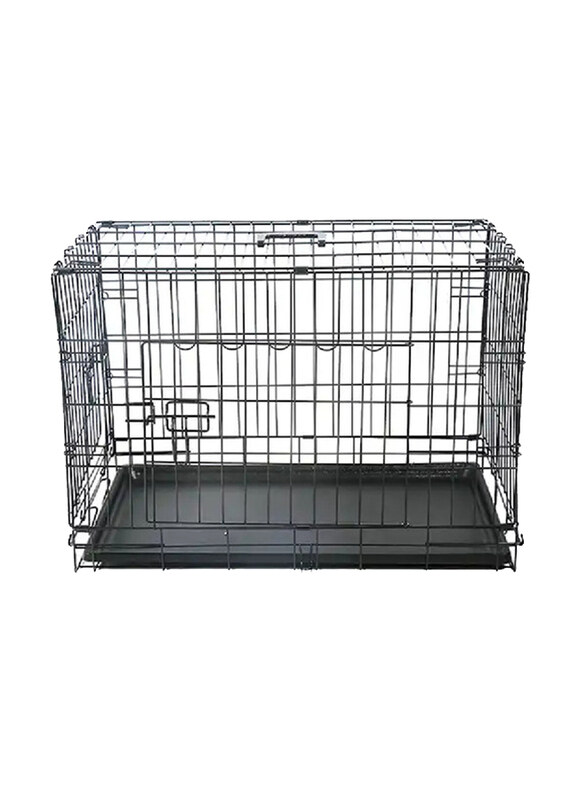 

Mclovins Double Door Foldable Dog Crate with Divider, 48 inch, Black