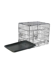 Mclovins Double Door Foldable Dog Crate with Divider, 24 Inch, Black