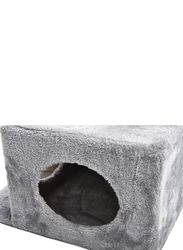 Cat Tree House with Scratching Poles, Grey