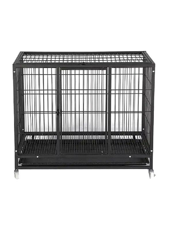 

Generic Kingkong Heavy Duty Dog Crate with Wheels and Top Door Opening, Black