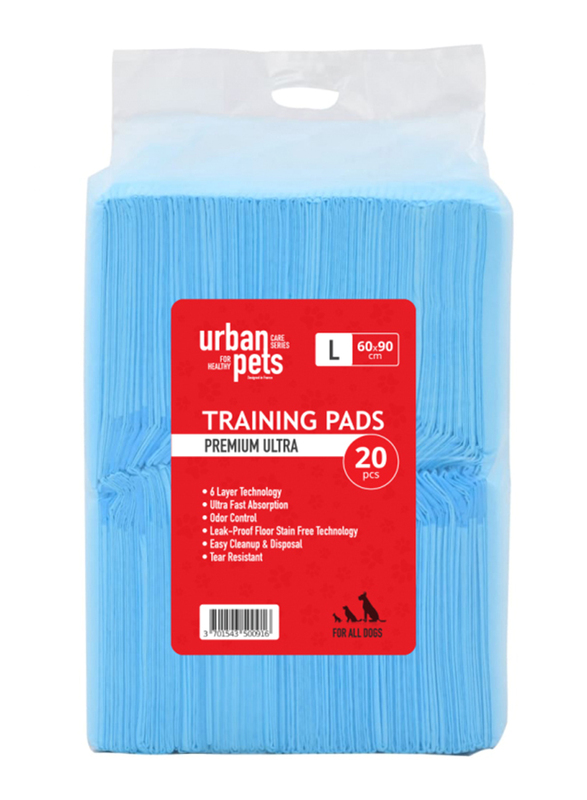 

Urban Pets Premium Pads for Puppy, 60 x 90 cm, 20 Pieces, Blue