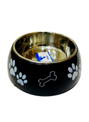 Pado Cat/Dog Bowl with Print, Black/Silver