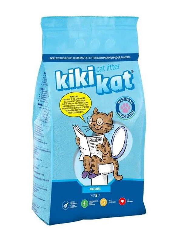 

Kiki Kat Bentonite Clumping Cat litter Natural, 5 Liters, White