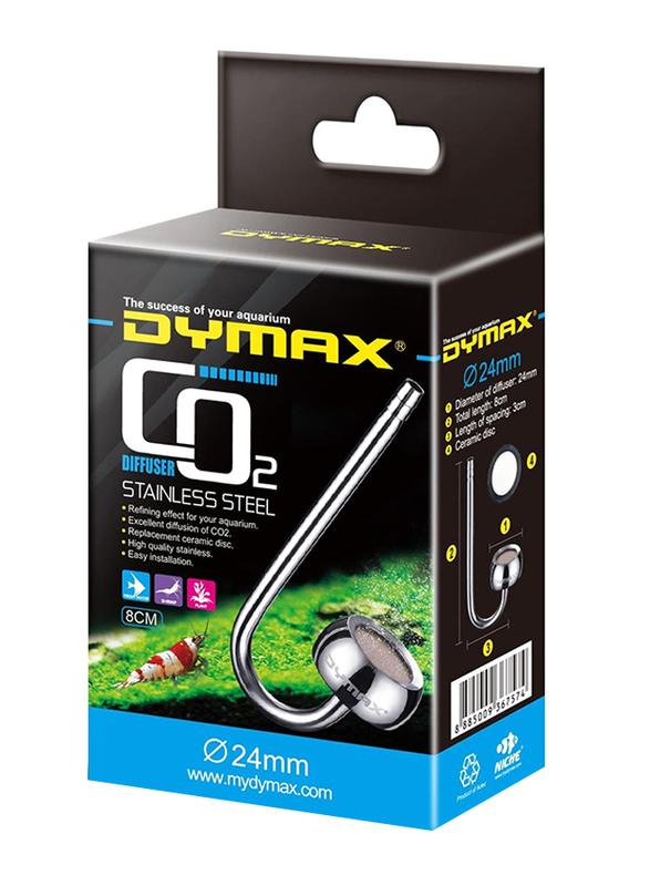 Dymax 24mm Stainless Steel Co2 Diffuser, Silver