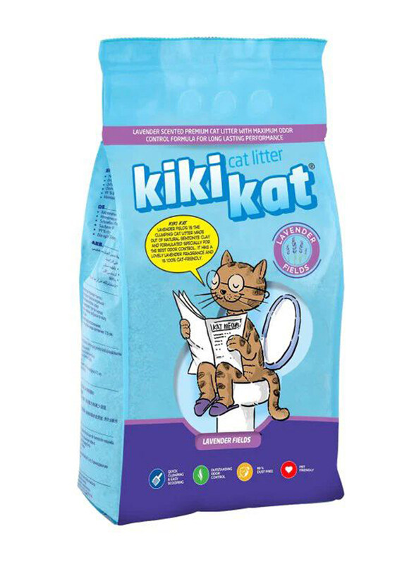 

Kiki Kat Bentonite Clumping Cat Litter Lavender Scented, 5 Liters, White