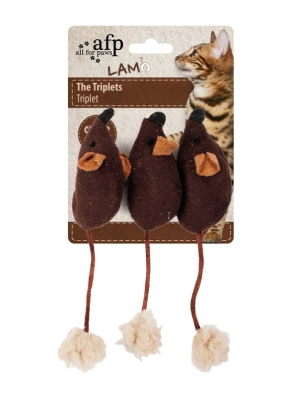 

AFP Lambswool The Triplets Cat Toy, Brown