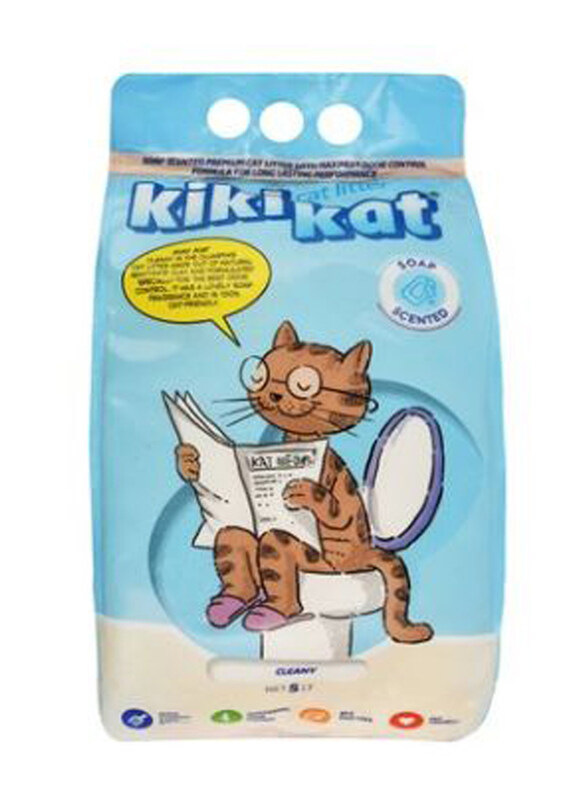 

Kiki Kat Bentonite Clumping Cat Litter Cleany Scented (Soap), 5 Liters, White
