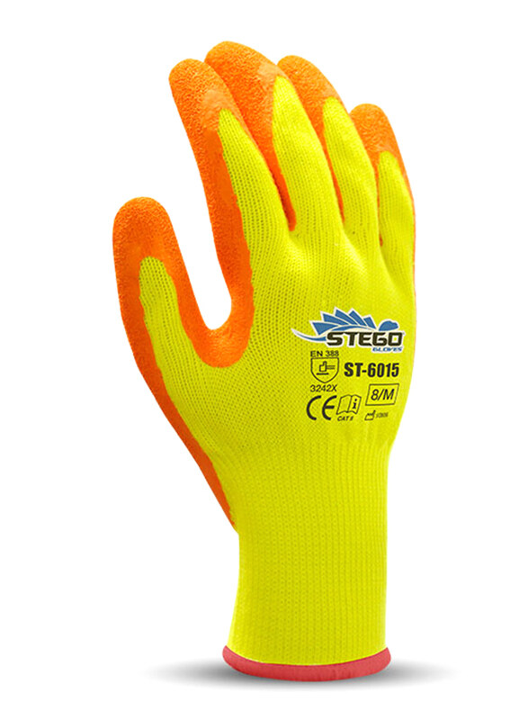 

Stego Cut-Level 2 Protection Mechanical & Multipurpose Safety Gloves with Hi-Viz for Dark or Low Light Environment, St-6015, Yellow/Orange, Large