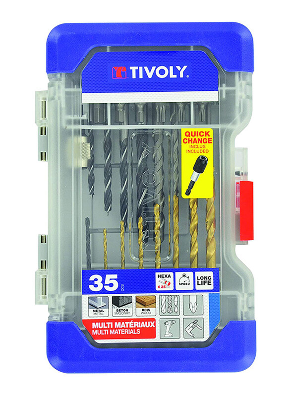 

Tivoly 35-Piece Mixed 1/4 Hex Shank Drill Bits and Screw Bit, Multicolour