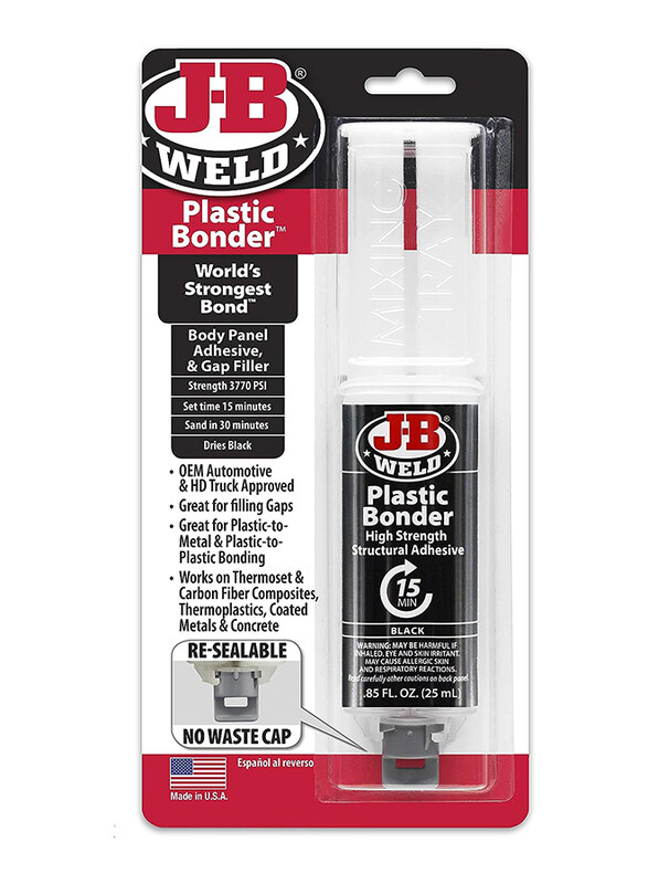 

J-B Weld 25ml Plastic Bonder Body Panel Adhesive and Gap Filler Syringe, 50139, Black